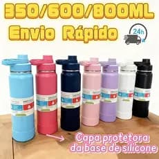 Garrafa Térmica 600/800ML com bota De Silicone Protetora garrafa infantil para Cafe Bebida gelada Na