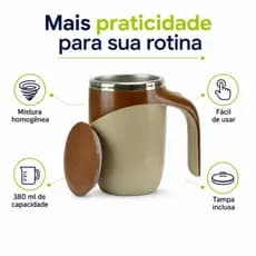 Caneca  termica Misturadora Automática Elétrica USB Bateria Recarregável Mixer Café 380ml
