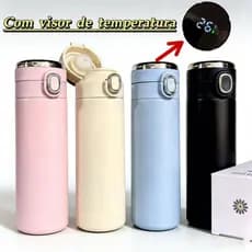 Garrafa Térmica inox 304 Em Aço Inox Com Termômetro Digital 420ml Led Indicador Temperatura