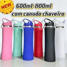 Garrafa Térmica inox 304 800ML Com Canudo Camada Dupla Com chaveiro  Bebidas Quentes E Frias