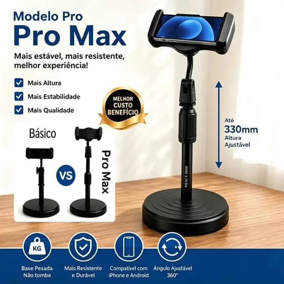 Suporte Tripé Celular Mesa Versão Atualizada Base Pesada Estável Rotação 360° Altura Extensível Para Vlogs E Selfies Pro