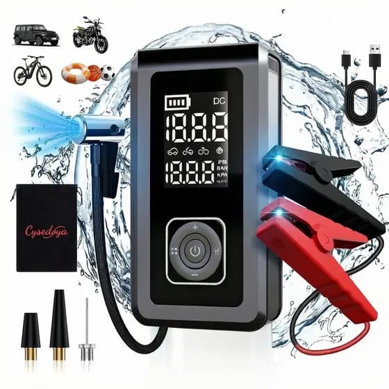 Auxiliar Partida Bateria 12V Portátil Multifuncional Compressor Ar Digital 150psi 26800 mhAPower Bank LED SOS Carro Mot