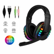 Headset Fone Gamer Led RGB com microfone USB e P2 Para PC Computador Headphone Videogame