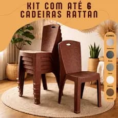 Cadeiras Rattan até 6un Reforçada Empilhável Kit Escritório Varanda Piscina Salão Área Lazer