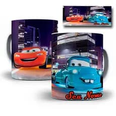 Caneca Xícara Relâmpago McQueen Com Seu Nome - Carros - Disney - Porcelana 325ml Oferta