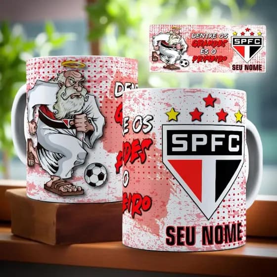 Caneca Porcelana São Paulo FC Personalizada Com SEU NOME