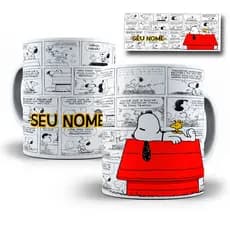 Caneca de Porcelana Snoopy Personalizada Com Nome