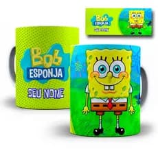 Caneca Porcelana Bob Esponja Calça Quadrada Personalizada Com SEU NOME