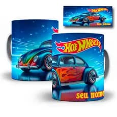 Caneca Hot Wheels Porcelana Personalizada Com Nome