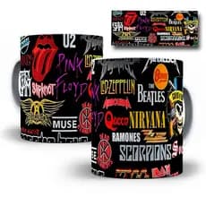 Caneca Porcelana Bandas de Rock Internacional