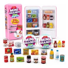 Kit Mini Geladeira De Brinquedo Infantil 2 Cápsulas Surpresa Azul e Rosa Cozinha