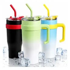 Copo Grande Térmico 1200ml Com Tampa E Canudo Portátil Garrafa de água Resistente a Temperatura Inoxidável