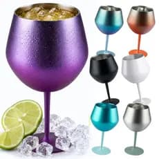 Taça Inox para Gin Drink Vinho Coquetel 414ml Aço Inoxidável Reutilizável Premium