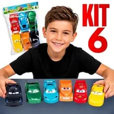 Kit 6 Carrinhos de Brinquedo para Crianças Plastico Carros Relampago Mcqueen Infantil