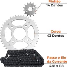 Kit Relação Transmissão Cg Titan Fan 125 2009 a 2018 aço 1045