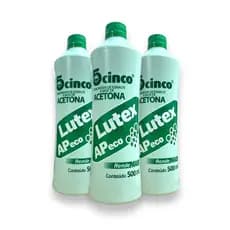 kit 3 Removedor de Esmalte Acetona Lutex 5Cinco 500ml - Não Resseca, Não Mancha, Remove Glitter