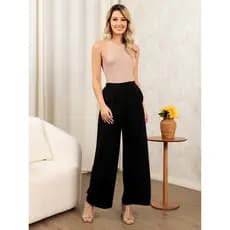 Calça Alfaiataria Pantalona Duna Com Botão