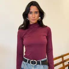 Blusa Feminina Estilosa Manga Longa Camisa De Frio Gola Alta Elegante Confortável Básico Liso Segunda Pele