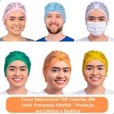Touca Descartável TNT Colorida 300 Unid. Prevemax ANVISA – Proteção em Clínicas e Estética