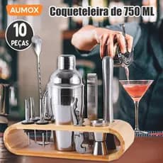 Kit Caipirinha Bartender Inox Coqueteleira 10 peças 750ml - Barman Profissional