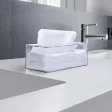 Caixa Porta Lenços de Papel Toucas Luvas Papel Interfolhado Acrílico Transparente Clinica Estetica