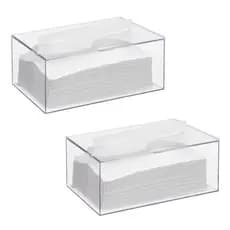 Kit 2 Caixa Porta Lenços de Papel Toucas Luvas Papel Interfolha Interfolhado Acrílico Transparente