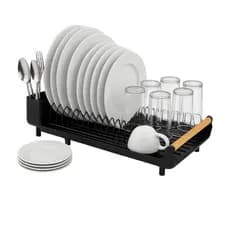 Escorredor de Louca Pratos Talheres Pia Cozinha Bandeja Retratil Slim Compacto Eco Design Preto