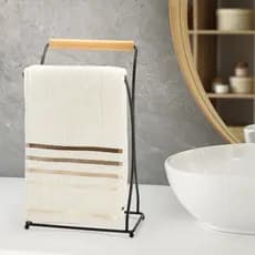 Suporte Porta Toalha De Mão Lavabo Banheiro Piatina Luxo Madeira Teca Arthi