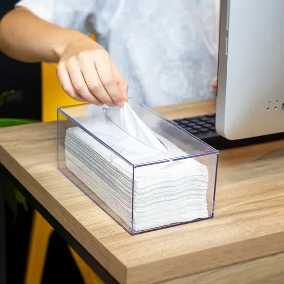 Caixa Porta Luvas Toucas Lenços de Papel Papel Interfolhado de Acrílico Transparente Hospitalar