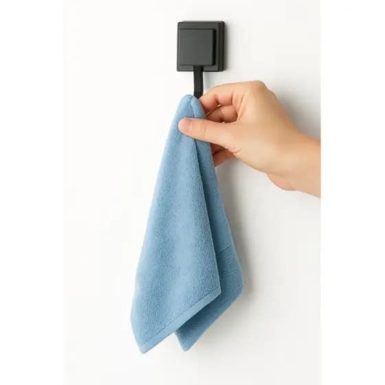 Gancho Cabide Porta Toalha de Rosto Parede Banheiro 3M Preto