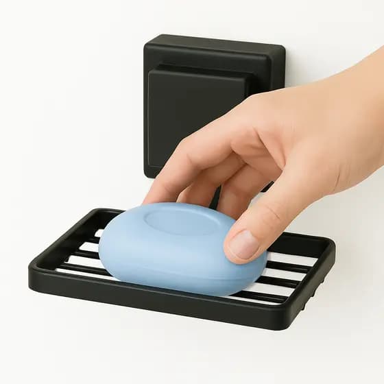 Saboneteira Banheiro Suporte Parede Porta Sabonete Fixação Dupla Face 3M Sem Furo Black Preto Arthi