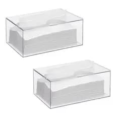Kit 2 Caixa Porta Lenço Papel Touca Luva Papel Interfolhado Transparente Clinica Estetica Dentista