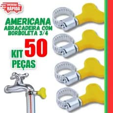 Kit 50 Un. de Abraçadeira Americana Inox Vazado E com Parafuso com Borboleta 13-19mm Utilidades Mangueira