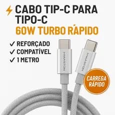 Cabo Tipo C para Tipo C ou LIGHTNING 60W Hmaston Turbo Rápido e reforçado |1 Metro - ENVIO IMEDIATO