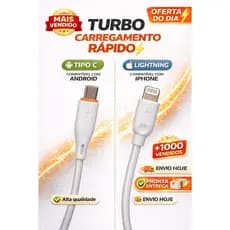Cabo USB Reforçado Tipo-C/Lightning ⚡ Carregamento TURBO - Android/iPhone H'maston 4.8A MAX| ENVIO IMEDIATO