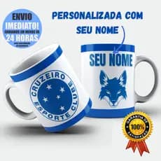 Caneca Xícara Personalizada COM NOME Cruzeiro Raposa Time de Futebol Porcelana Cerâmica ou Plástico Polímero Envio 24h