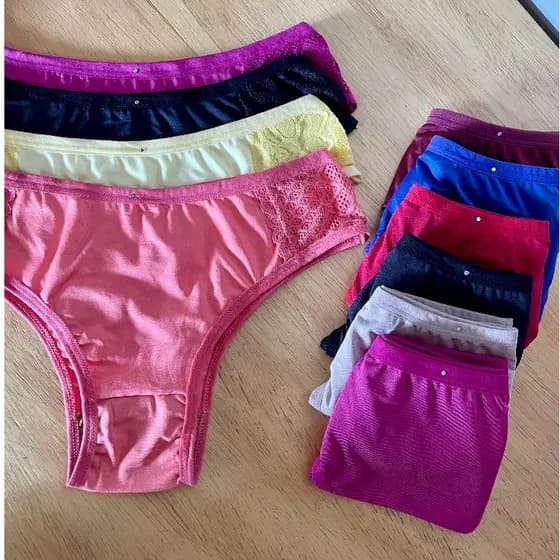 KIT COM 5 CALCINHA FEMININA PARA MULHER BÁSICA RENDA CONFORTÁVEL INTIMA
