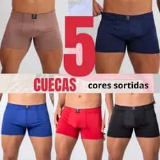Kit 5 Cuecas Boxer Microfibra Lisa Original Premium Adulto Masculino Não Enrola Confortável Cós da Cintura Embutido