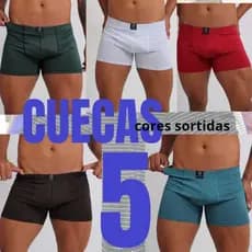 Kit 5 Cuecas Listradas Boxer Premium Original Adulto Confortável Masculina Sem Costura na Lateral Alta Qualidade Box