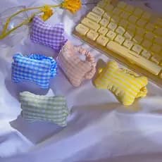 Mouse pad, almofada pequena, apoio de pulso com elástico, estilo xadrez, fresco e doce, elástico de cabelo, suporte de p