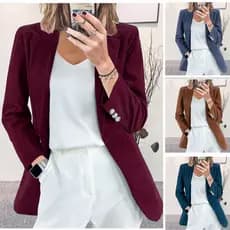 Novo cardigã de veludo cotelê para outono e inverno, elegante e ajustado, blazer casual profissional de cor sólida.