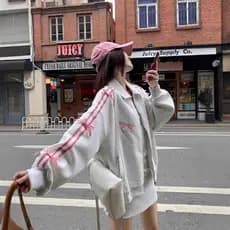 Jaqueta de Moletom Elegante com Laço e Manga Longa para Mulheres, Nova Coleção Primavera e Outono, Gola Reversível, Bord