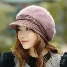 Novo estilo boina feminina moda inverno quente lã de coelho chapéu de malha feminino boina de lã Casual- * &- & * &&- **