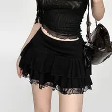 Saia Feminina Preta Estilo Balé Renda Slim Evasê
