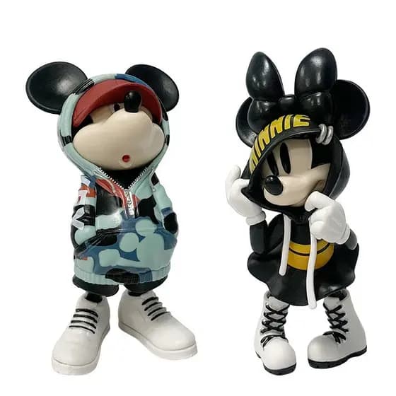 13-15cm MORSTORM Anime Personagem Minnie Mickey Fashion Sweater Q Versão PVC Action Figure Modelo Decoração de mesa Bone