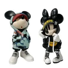13-15cm MORSTORM Anime Personagem Minnie Mickey Fashion Sweater Q Versão PVC Action Figure Modelo Decoração de mesa Bone