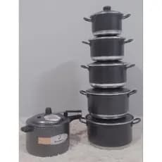 Jogo panela 05 pçs alto alumínio + panela pressão 4.5 lt.