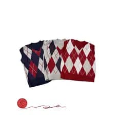 Colete Infantil Tricot Jacquard Luxo Xadrez Losango Bebê Menino Cores Vermelho Cinza Marinho Roupa