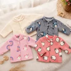 Casaquinho Pelúcia Macio 0-9 meses Fleece Estampas Pelinhos Conforto bebê Frio