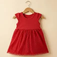 Vestido Vermelho Fresco Elegante Festa 0-3 Anos Menina